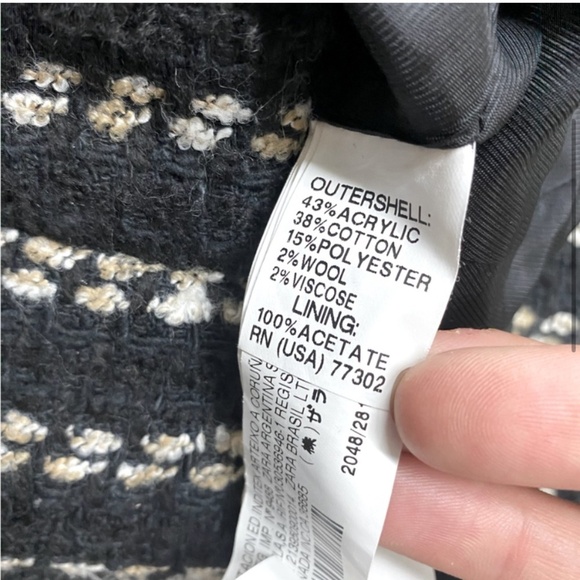 Zara Basic Black Cream Striped Textured Knit Bubble Collar Belted Jacket M - Picture 5 of 16